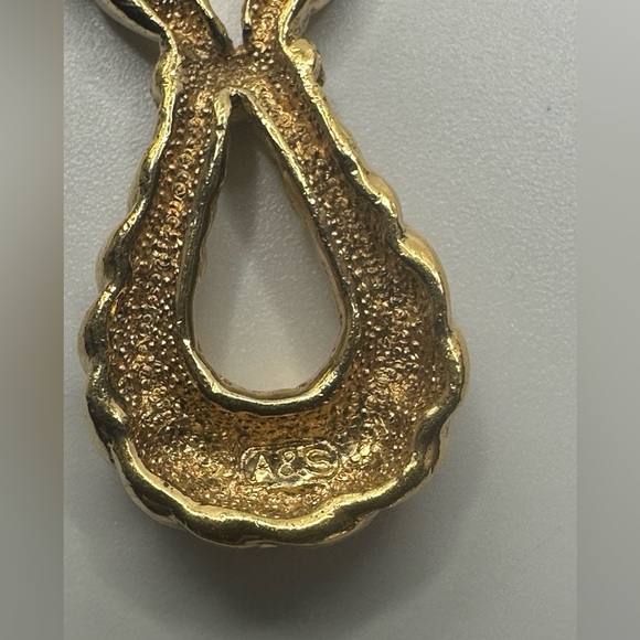 Vintage Attwood & Sawyer A&S Gold Tone Rope Pendant Necklace Rhinestone UK FLAWS - Picture 4 of 14